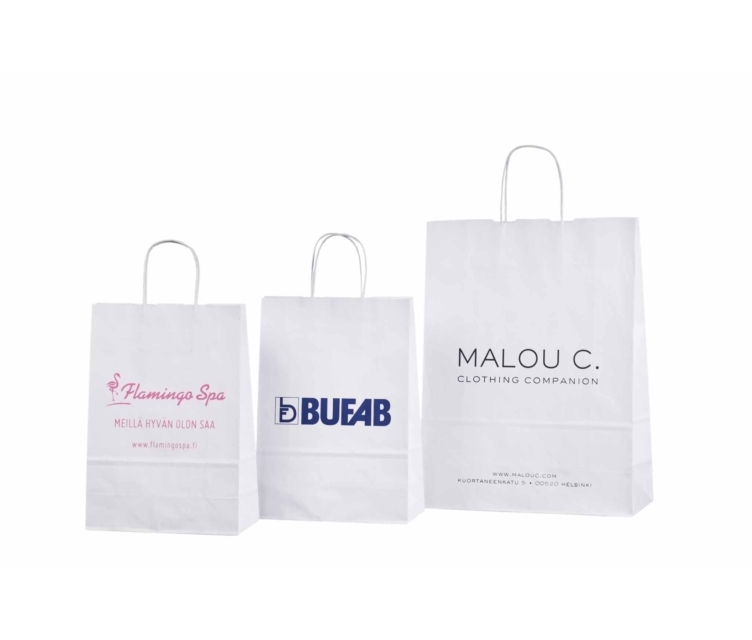 Sangadega valged paberkotid on eriti sobiv butiikidele