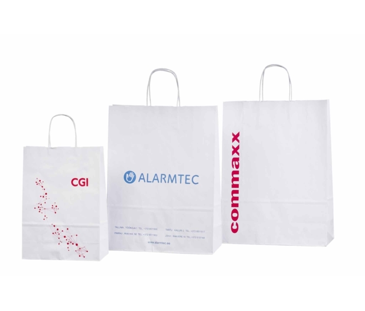 Valged paberkotid personaalse pealetrükiga