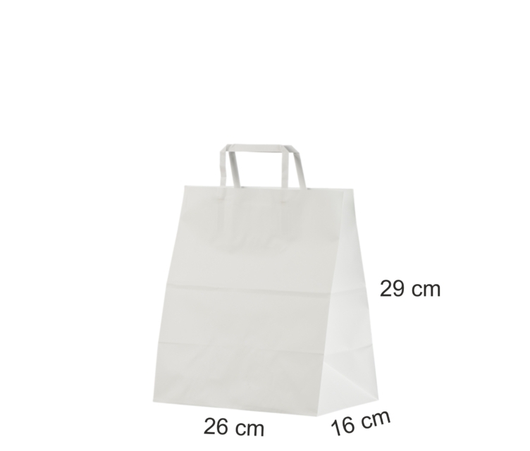 Valge take away paberkott 26x16x29 cm