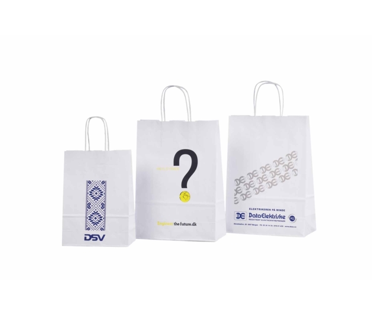 Valgetele paberkottidele saab trükkida ka mitmevärvilise logo