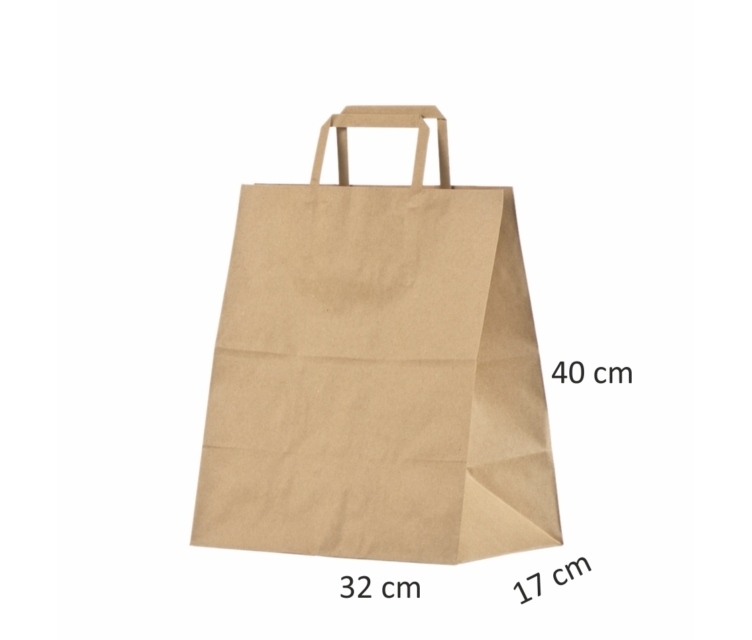 Pruunide lamedate sangadega paberkott mõõtudega 32x17x40 cm