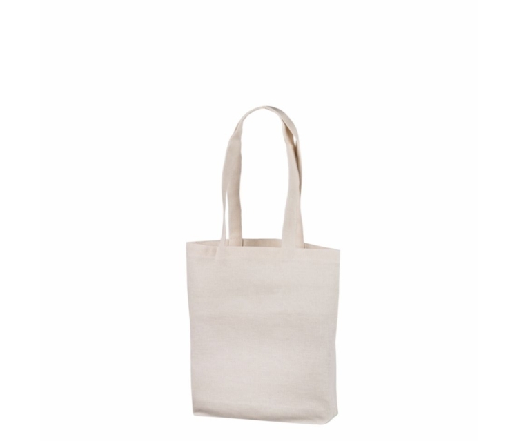 Loodusvalge tugevast kangast kott. Mõõdud 35x35+7 cm.