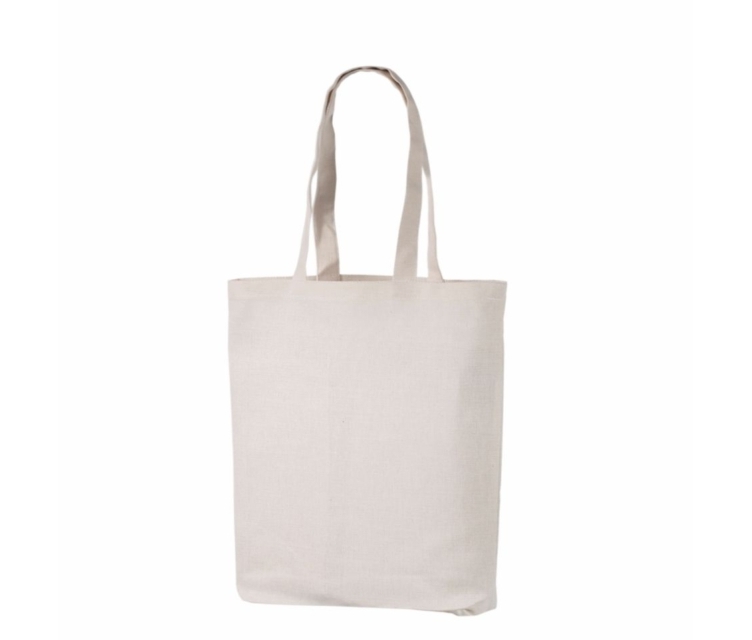 Loodusvalge tugevast kangast kott. Mõõdud 39x41+8 cm.