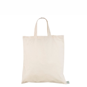 Lühikeste sangadega loodusvalge orgaanilisest puuvillasest riidest kott