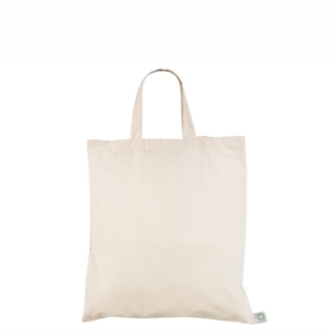 Lühikeste sangadega loodusvalge orgaanilisest puuvillasest riidest kott