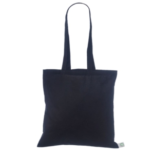 Premium kvaliteediga musta värvi riidest kott on valmistatud 140 grammisest orgaanilisest puuvillast.