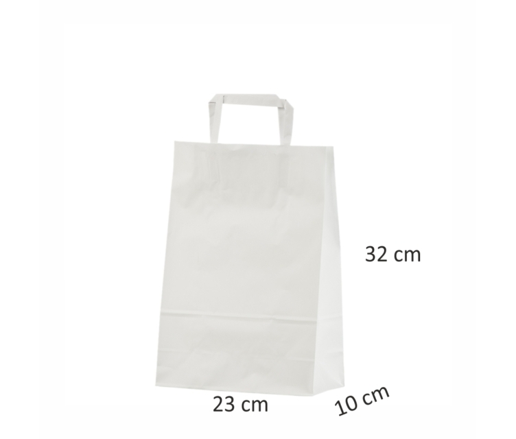 Valged lamedate sangadega paberkotid