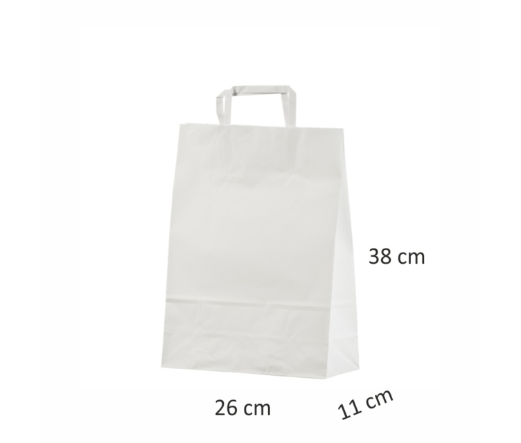 Valged lamedate sangadega paberkotid